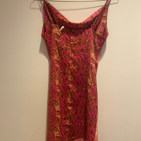 Urban Outfitters Hot Pink/Brown Silk Mini Dress - Picture 2 of 3